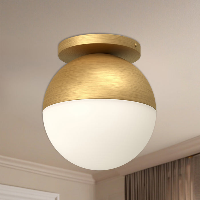 Monae One Light Flush Mount Brushed Gold/Opal Glass-Flush Mounts-Kuzco Lighting-Lighting Design Store
