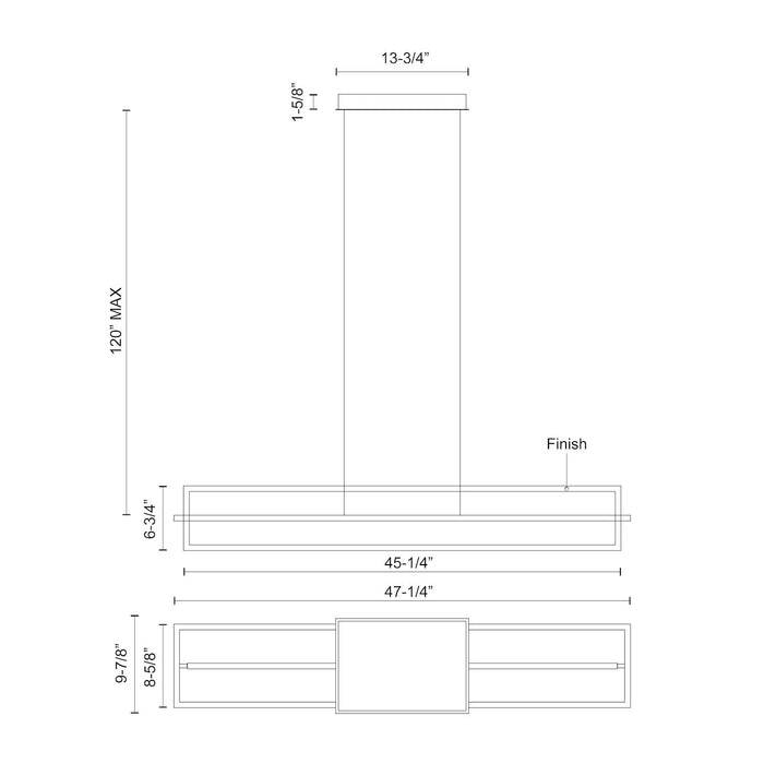 Mondrian LED Linear Pendant Black-Linear/Island-Kuzco Lighting-Lighting Design Store