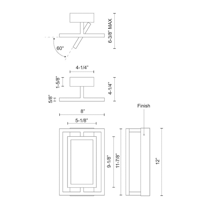 Mondrian LED Semi-Flush Mount Black-Semi-Flush Mts.-Kuzco Lighting-Lighting Design Store