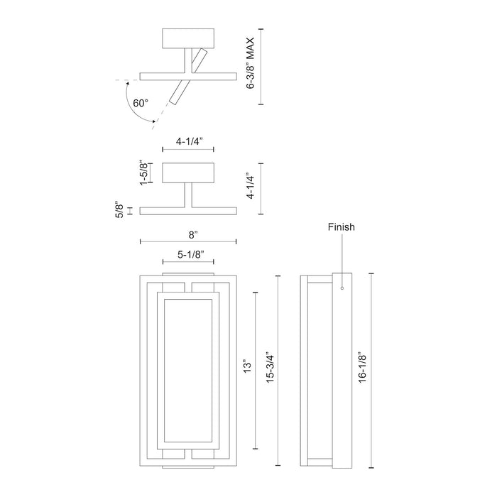 Mondrian LED Semi-Flush Mount Black-Multi-Systems-Kuzco Lighting-Lighting Design Store
