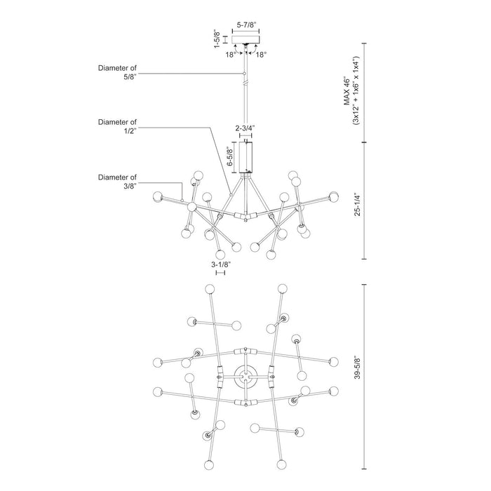 Moto LED Chandelier Black-Large Chandeliers-Kuzco Lighting-Lighting Design Store