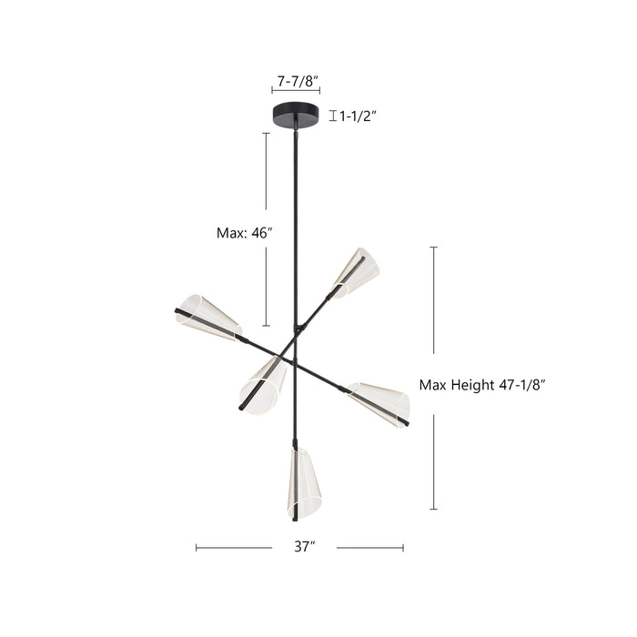 Mulberry LED Chandelier Brushed Gold/Light Guide-Large Chandeliers-Kuzco Lighting-Lighting Design Store