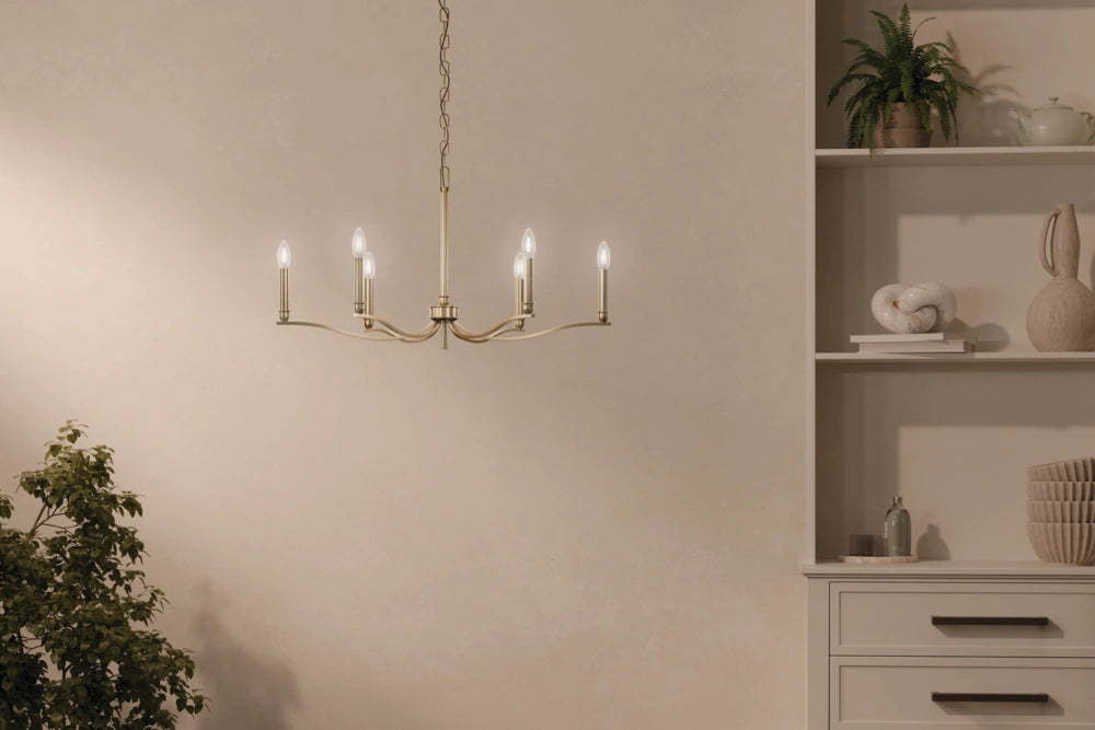 Malene Six Light Chandelier Champagne Bronze