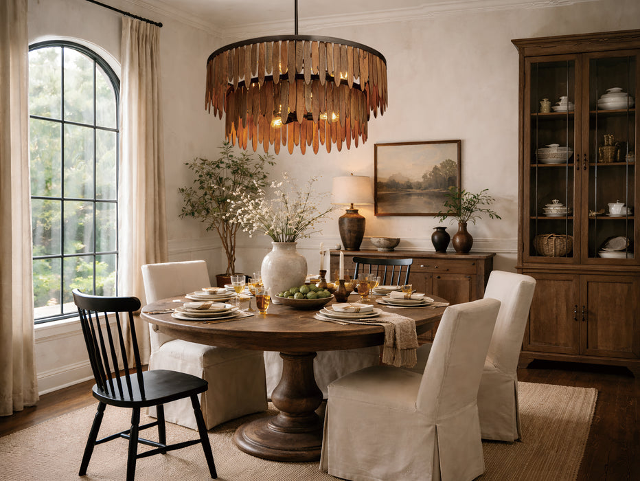 Marimba Seven Light Pendant Walnut-Large Chandeliers-Maxim-Lighting Design Store