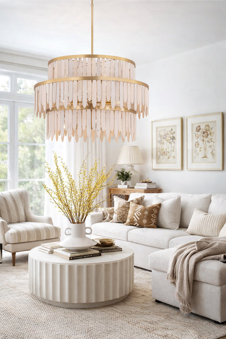 Marimba Ten Light Chandelier Weathered White-Large Chandeliers-Maxim-Lighting Design Store