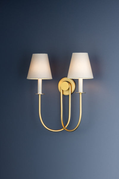 Midtown Two Light Wall Sconce Aged Brass-Sconces-Hudson Valley-Lighting Design Store