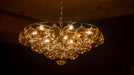 Chandelier with glass balls on a dark background