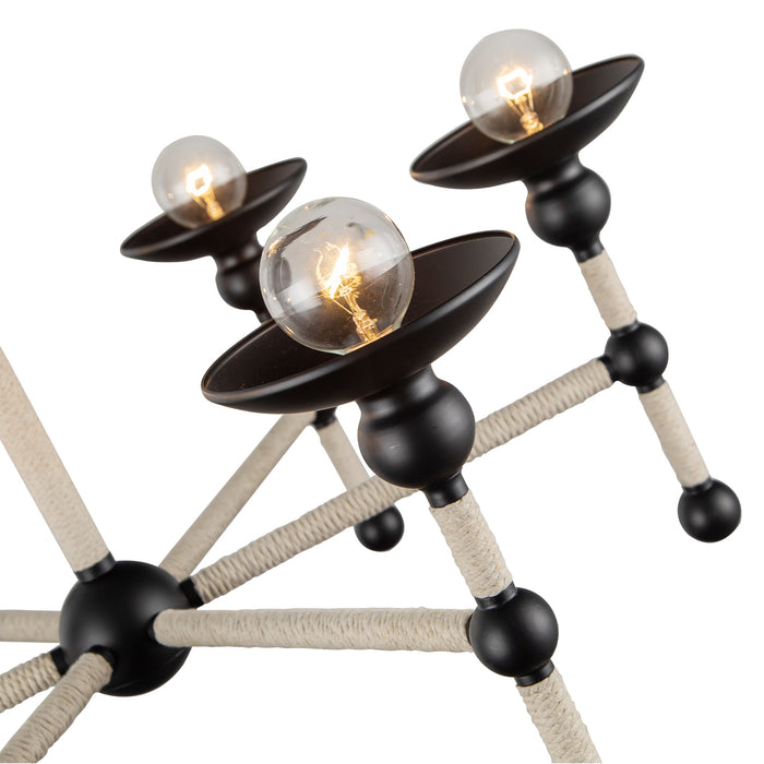 Nadine Six Light Chandelier Matte Black/Cotton-Mid. Chandeliers-Alora-Lighting Design Store