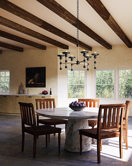 Nadine Six Light Chandelier Matte Black/Cotton-Mid. Chandeliers-Alora-Lighting Design Store