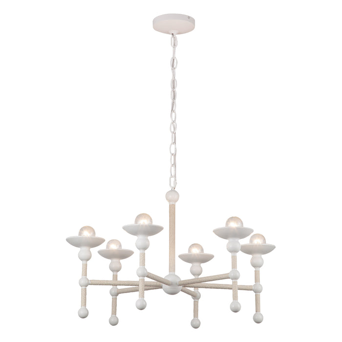 Nadine Six Light Chandelier Matte White/Cotton-Mid. Chandeliers-Alora-Lighting Design Store
