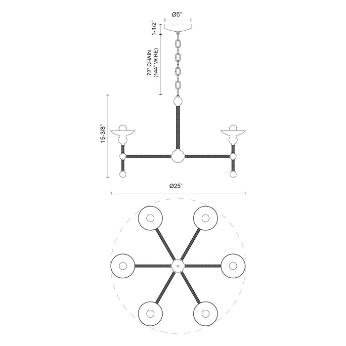 Nadine Six Light Chandelier Matte White/Cotton-Mid. Chandeliers-Alora-Lighting Design Store