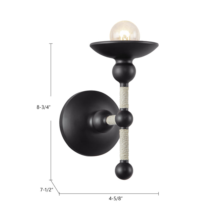 Nadine One Light Wall Sconce Matte Black/Cotton-Sconces-Alora-Lighting Design Store