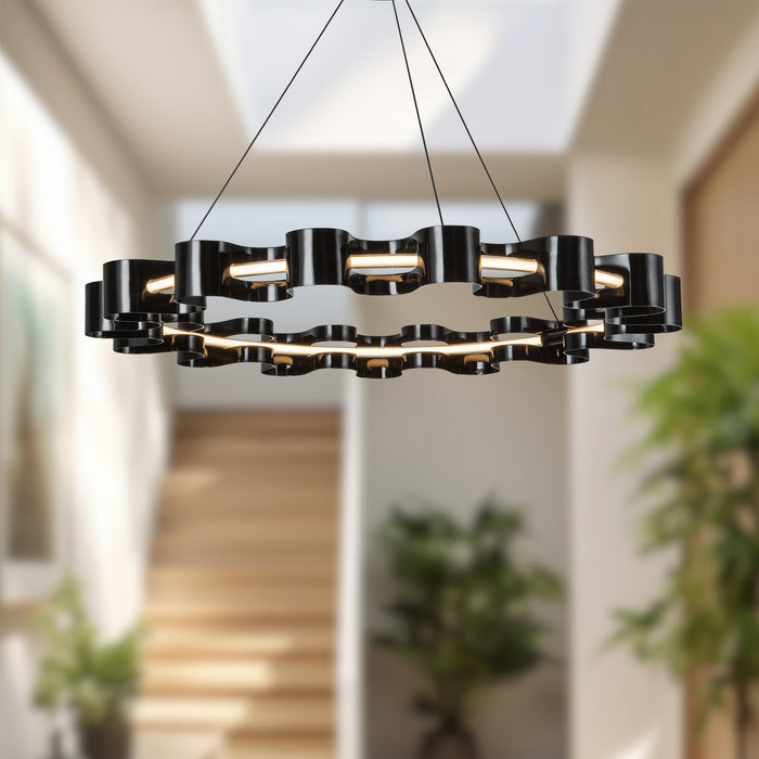 Nami LED Chandelier Gloss Black-Pendants-Kuzco Lighting-Lighting Design Store