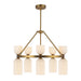 Nelly Ten Light Chandelier Brushed Gold/Glossy Ribbed Opal Glass-Mid. Chandeliers-Alora-Lighting Design Store