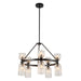 Nelly Ten Light Chandelier Matte Black/Clear Ribbed Glass-Mid. Chandeliers-Alora-Lighting Design Store