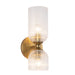 Nelly Two Light Vanity Brushed Gold/Clear Ribbed Glass-Sconces-Alora-Lighting Design Store