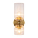 Nelly Two Light Vanity Brushed Gold/Clear Ribbed Glass-Sconces-Alora-Lighting Design Store