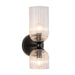 Nelly Two Light Vanity Matte Black/Clear Ribbed Glass-Sconces-Alora-Lighting Design Store