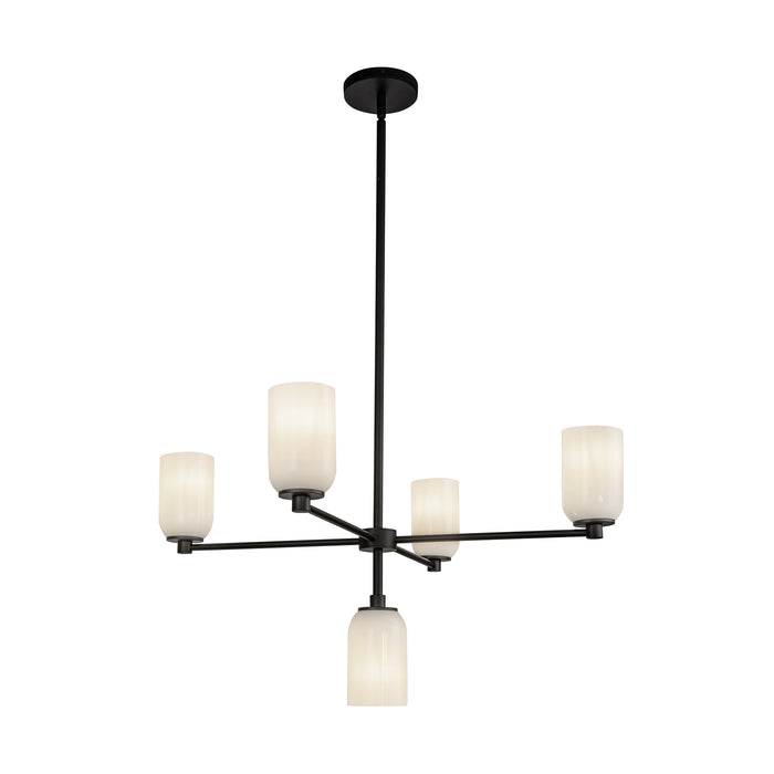 Nola Five Light Chandelier Black/Glossy Opal Glass-Mid. Chandeliers-Kuzco Lighting-Lighting Design Store