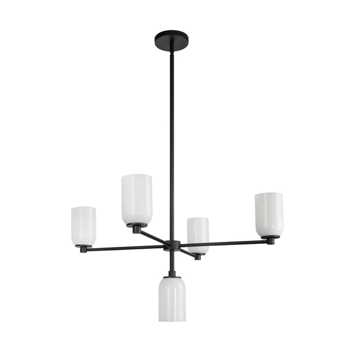Nola Five Light Chandelier Black/Glossy Opal Glass-Mid. Chandeliers-Kuzco Lighting-Lighting Design Store