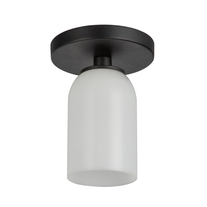 Nola One Light Semi-Flush Mount Black/Glossy Opal Glass-Semi-Flush Mts.-Kuzco Lighting-Lighting Design Store