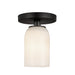 Nola One Light Semi-Flush Mount Black/Glossy Opal Glass-Semi-Flush Mts.-Kuzco Lighting-Lighting Design Store