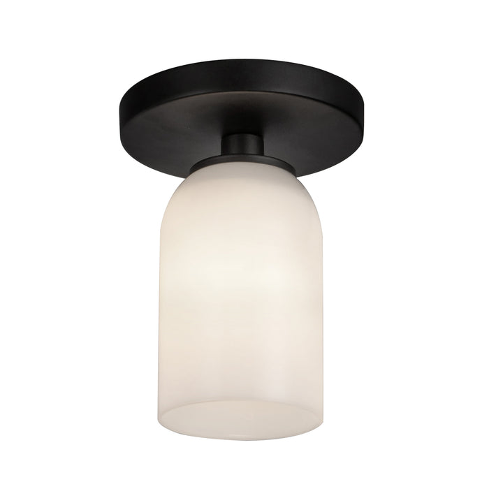 Nola One Light Semi-Flush Mount Black/Glossy Opal Glass-Semi-Flush Mts.-Kuzco Lighting-Lighting Design Store