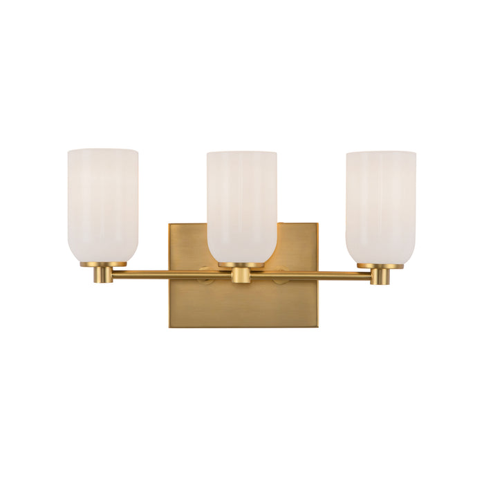Nola Three Light Vanity Brushed Gold/Glossy Opal Glass-Bathroom Fixtures-Kuzco Lighting-Lighting Design Store