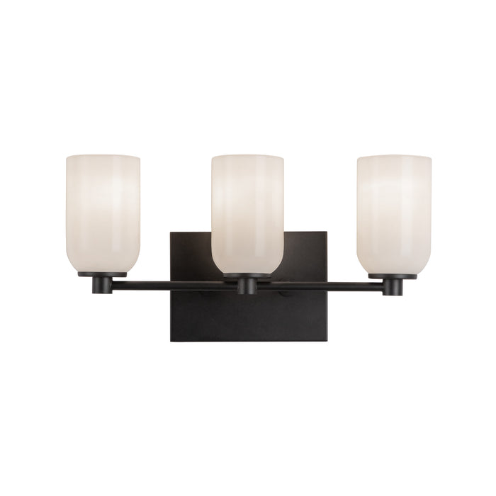 Nola Three Light Vanity Black/Glossy Opal Glass-Bathroom Fixtures-Kuzco Lighting-Lighting Design Store