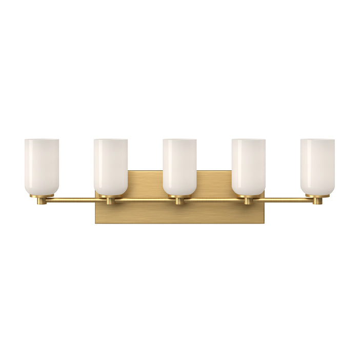 Nola Five Light Vanity Brushed Gold/Glossy Opal Glass-Bathroom Fixtures-Kuzco Lighting-Lighting Design Store