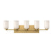 Nola Five Light Vanity Brushed Gold/Glossy Opal Glass-Bathroom Fixtures-Kuzco Lighting-Lighting Design Store