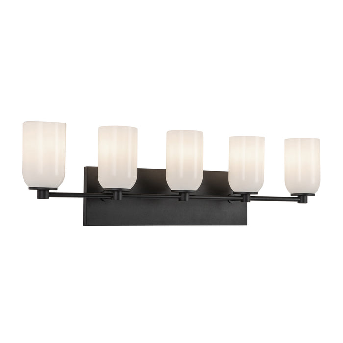 Nola Five Light Vanity Black/Glossy Opal Glass-Bathroom Fixtures-Kuzco Lighting-Lighting Design Store
