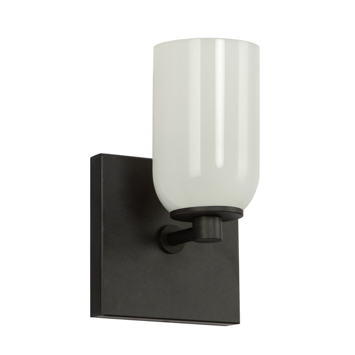 Nola One Light Wall Sconce Black/Glossy Opal Glass-Sconces-Kuzco Lighting-Lighting Design Store