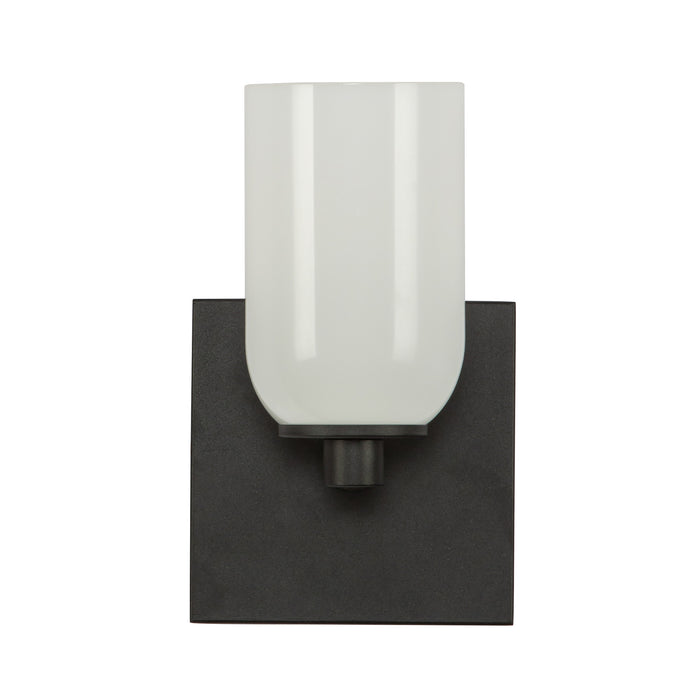 Nola One Light Wall Sconce Black/Glossy Opal Glass-Sconces-Kuzco Lighting-Lighting Design Store