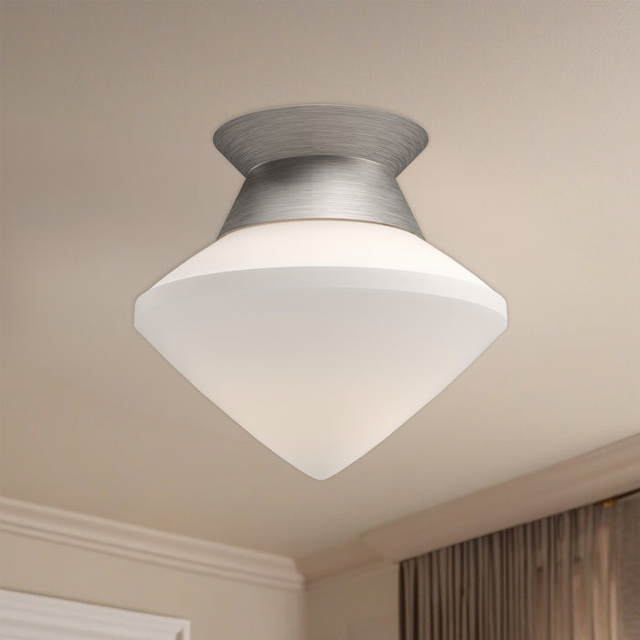 Nora One Light Flush Mount Brushed Nickel/Opal Matte Glass-Flush Mounts-Alora-Lighting Design Store