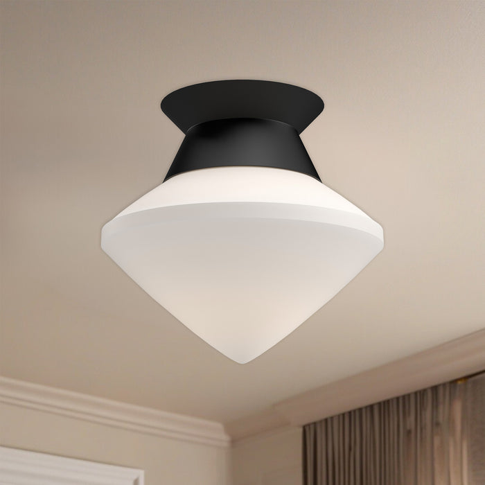 Nora One Light Flush Mount Matte Black/Opal Matte Glass-Flush Mounts-Alora-Lighting Design Store