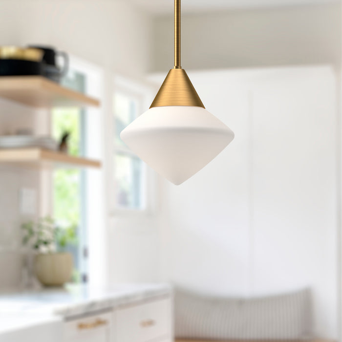 Nora One Light Pendant Aged Gold/Opal Matte Glass-Mini Pendants-Alora-Lighting Design Store