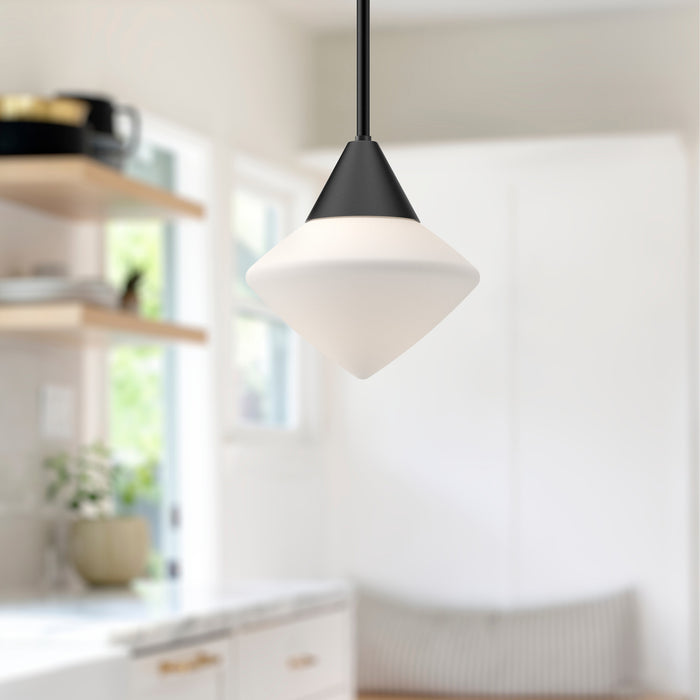 Nora One Light Pendant Matte Black/Opal Matte Glass-Mini Pendants-Alora-Lighting Design Store