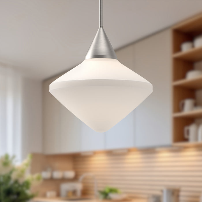 Nora One Light Pendant Brushed Nickel/Opal Matte Glass-Pendants-Alora-Lighting Design Store
