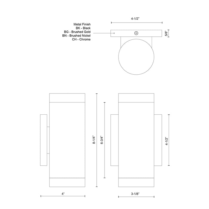 Norfolk LED Wall Sconce Chrome-Sconces-Kuzco Lighting-Lighting Design Store