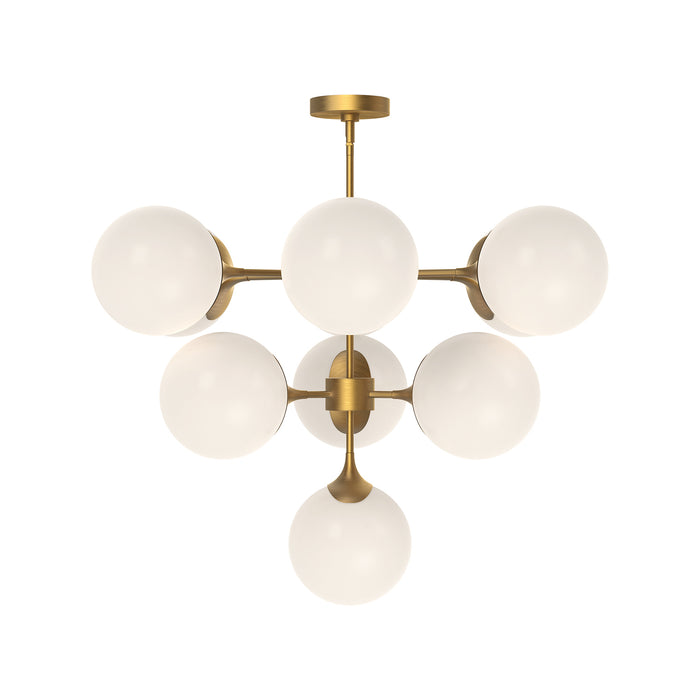 Nouveau Ten Light Chandelier Aged Gold/Opal Matte Glass-Mid. Chandeliers-Alora-Lighting Design Store