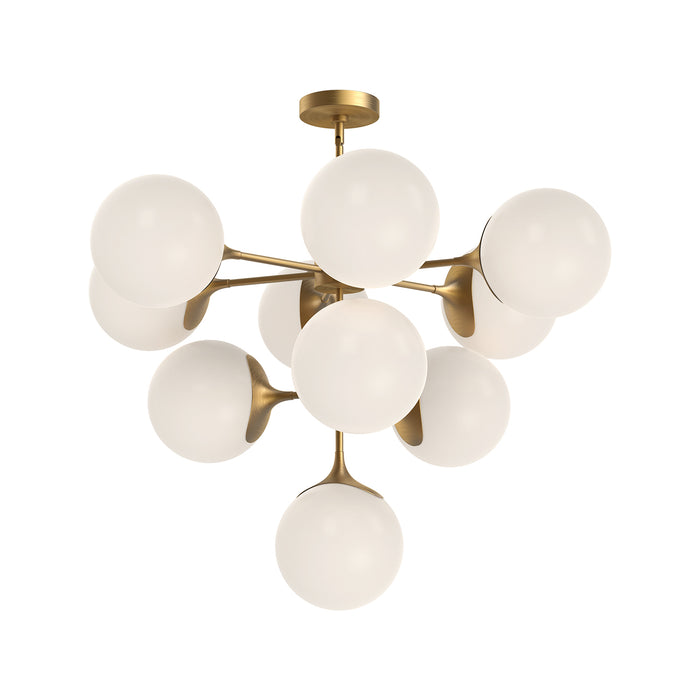 Nouveau Ten Light Chandelier Aged Gold/Opal Matte Glass-Mid. Chandeliers-Alora-Lighting Design Store