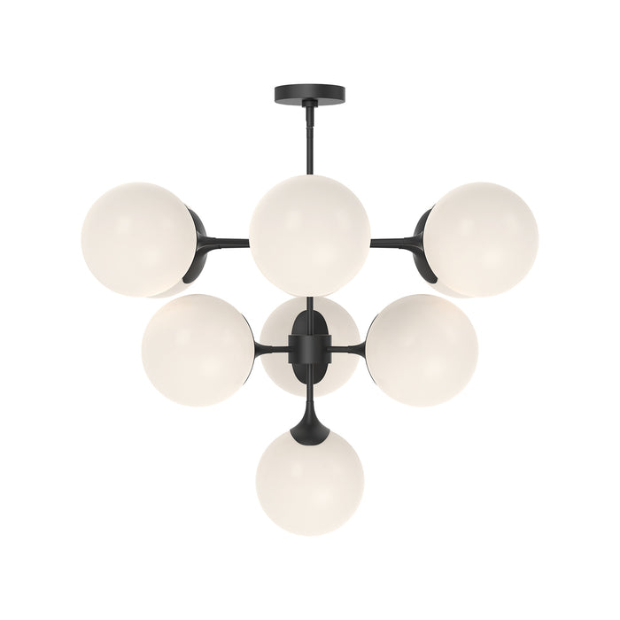 Nouveau Ten Light Chandelier Matte Black/Opal Matte Glass-Mid. Chandeliers-Alora-Lighting Design Store