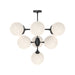 Nouveau Ten Light Chandelier Matte Black/Opal Matte Glass-Mid. Chandeliers-Alora-Lighting Design Store