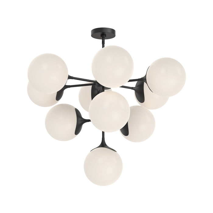Nouveau Ten Light Chandelier Matte Black/Opal Matte Glass-Mid. Chandeliers-Alora-Lighting Design Store
