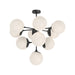 Nouveau Ten Light Chandelier Matte Black/Opal Matte Glass-Mid. Chandeliers-Alora-Lighting Design Store