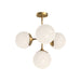 Nouveau Four Light Chandelier Aged Gold/Opal Matte Glass-Mid. Chandeliers-Alora-Lighting Design Store