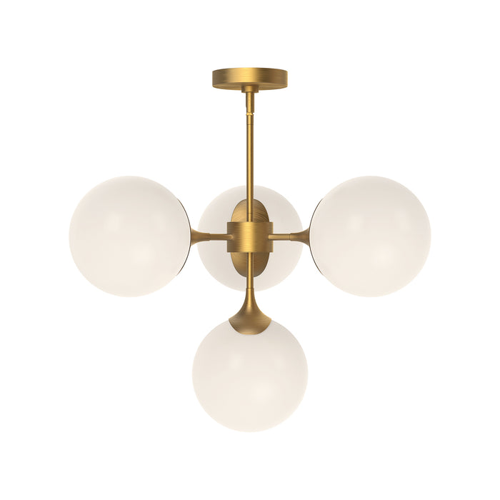Nouveau Four Light Chandelier Aged Gold/Opal Matte Glass-Mid. Chandeliers-Alora-Lighting Design Store
