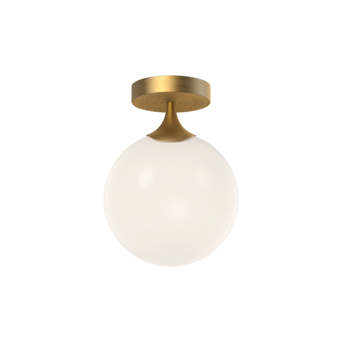 Nouveau One Light Flush Mount Aged Gold/Opal Matte Glass-Flush Mounts-Alora-Lighting Design Store