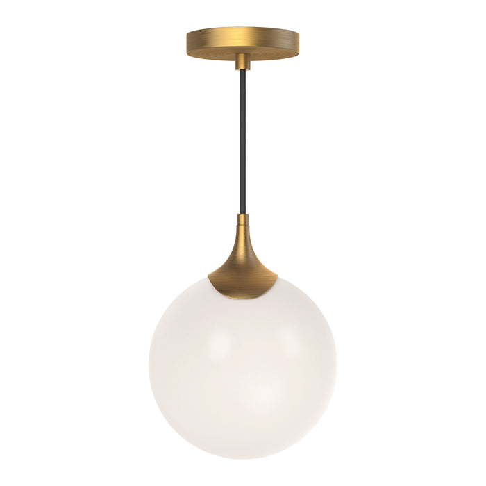 Nouveau One Light Pendant Aged Gold/Opal Matte Glass-Pendants-Alora-Lighting Design Store